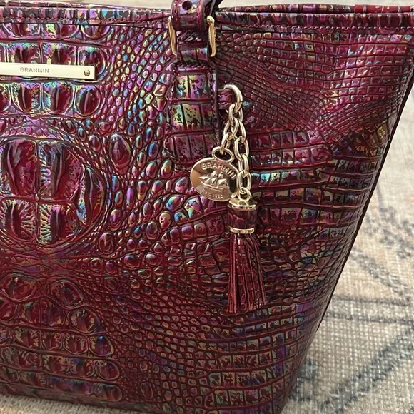 NWT Brahmin Medium Asher Tote in Sangria Melbourne - Picture 6 of 14